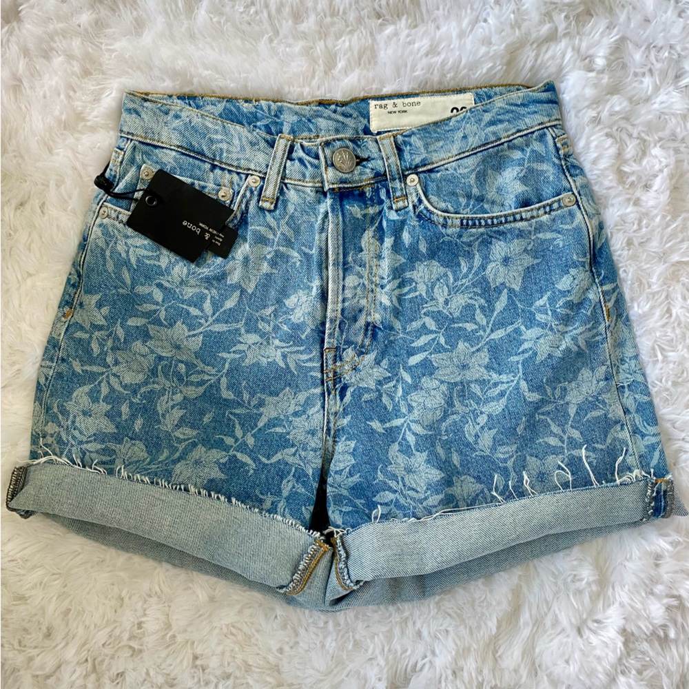 NWT RAG & BONE Maya Floral-Print Denim Shorts